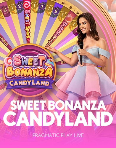Sweet Bonanza Candyland Live Live-Spielshow mit buntem Süessigkeite-Design