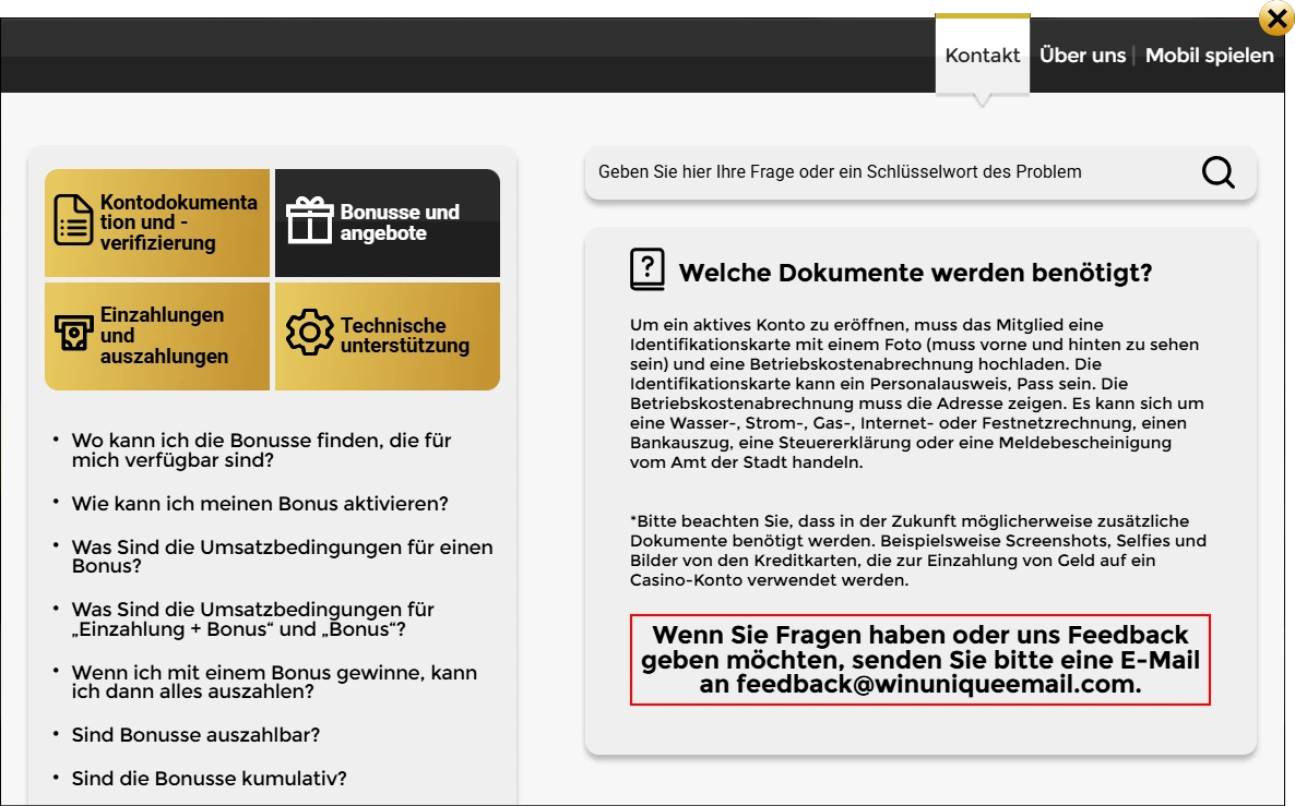 WinUnique Casino FAQ – Alle Antworten auf wichtige Fragen